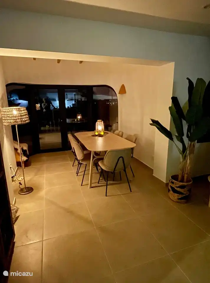 the dining room in the evening