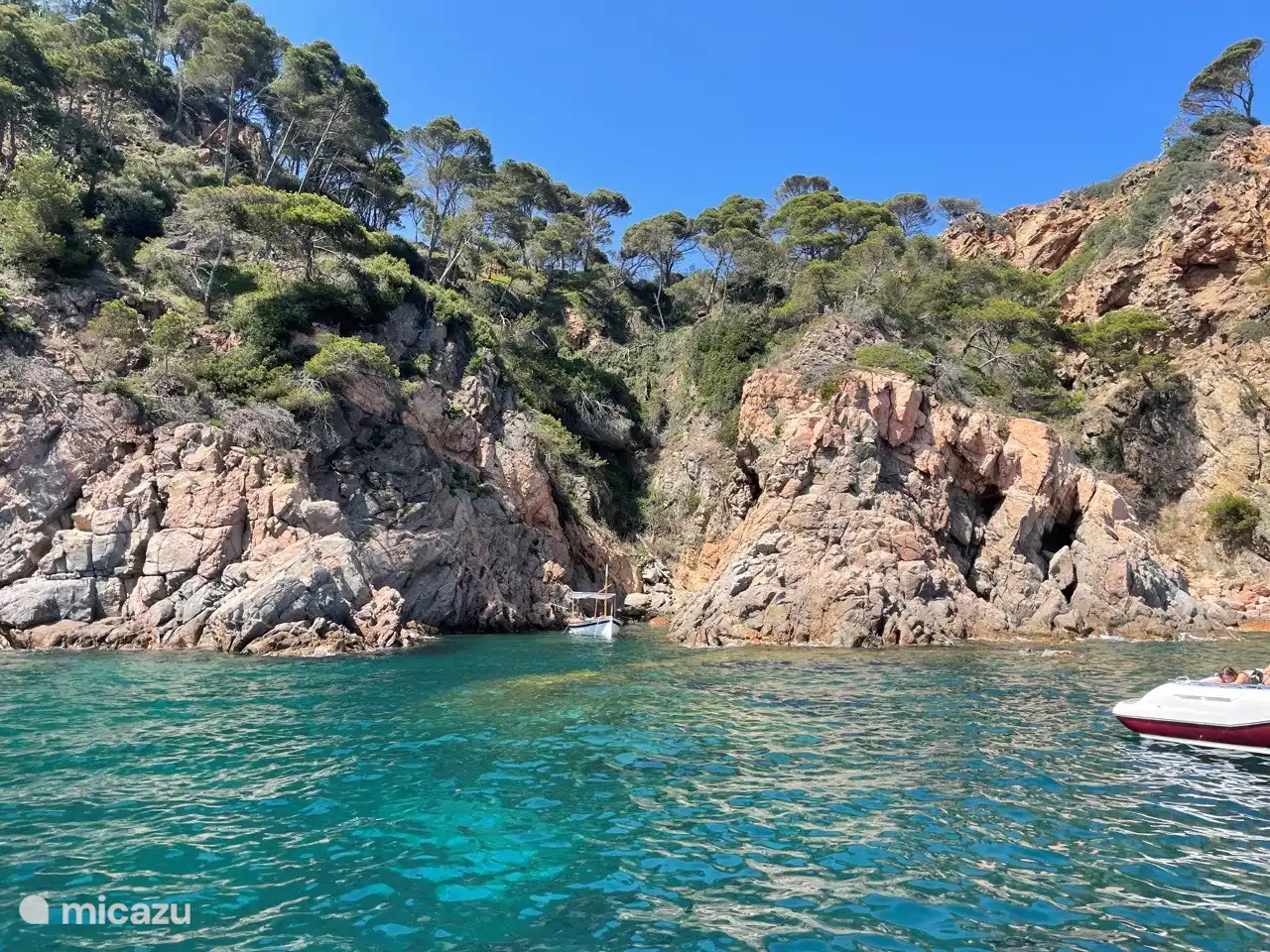 view from the boat to the coast.