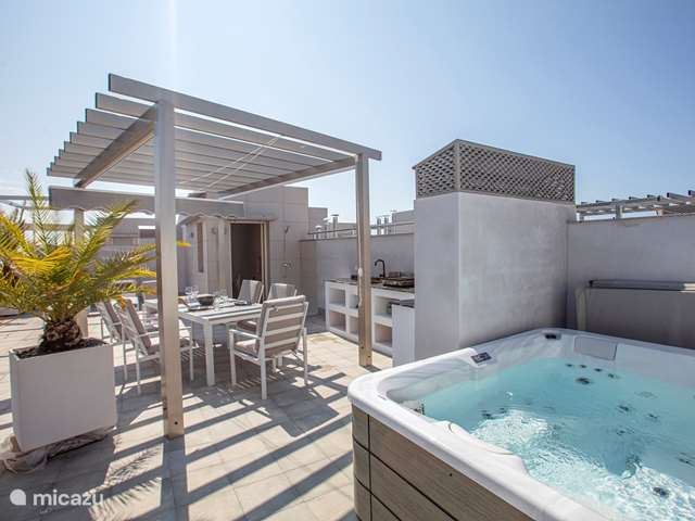 Vakantiehuis Spanje, Costa Cálida, Bolnuevo - penthouse Appartement aan strand met jacuzzi