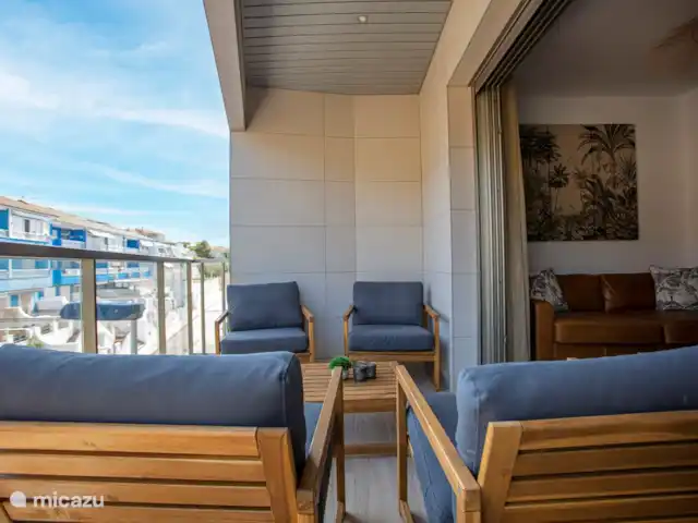 Penthouse en bord de mer avec jacuzzi | Espagne, Costa Cálida, Bolnuevo - penthouse Balcon avec 4 chaises longues