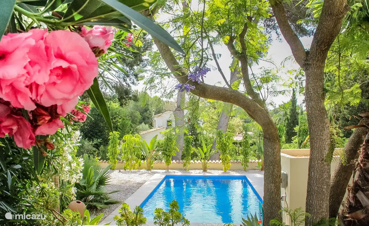 La villa est entourée de verdure.