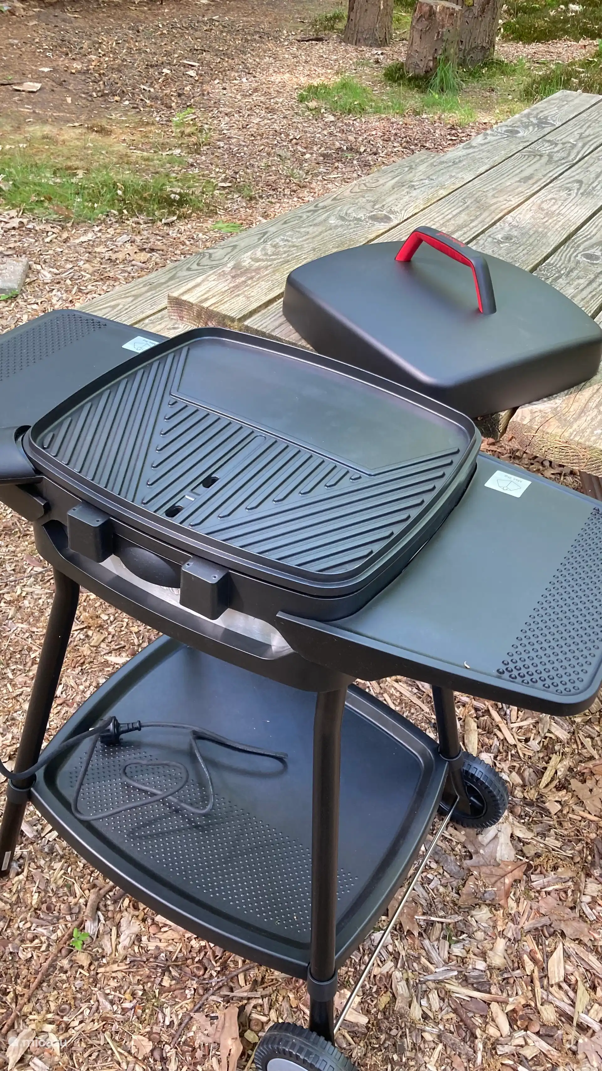 Warmt snel op en genoeg ruimte om met 4 personen te grillen.