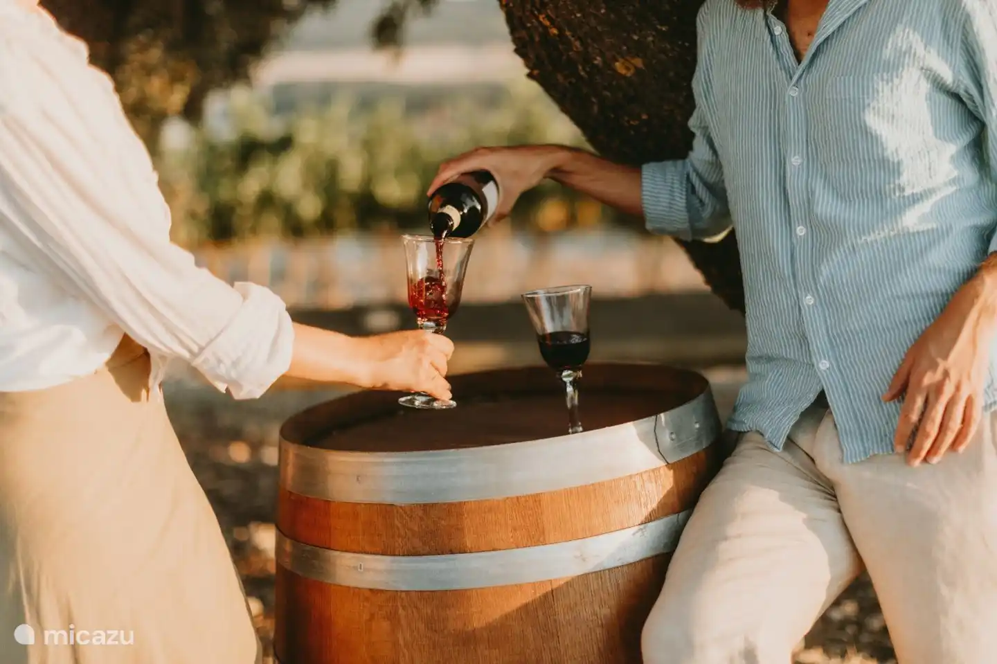 Enjoying wine in the vineyards