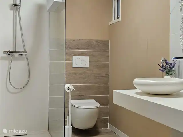 Le Jasmin | France, Lot, Loupiac - gîte / cottage La salle de bain avec douche à l’italienne, WC et lavabo