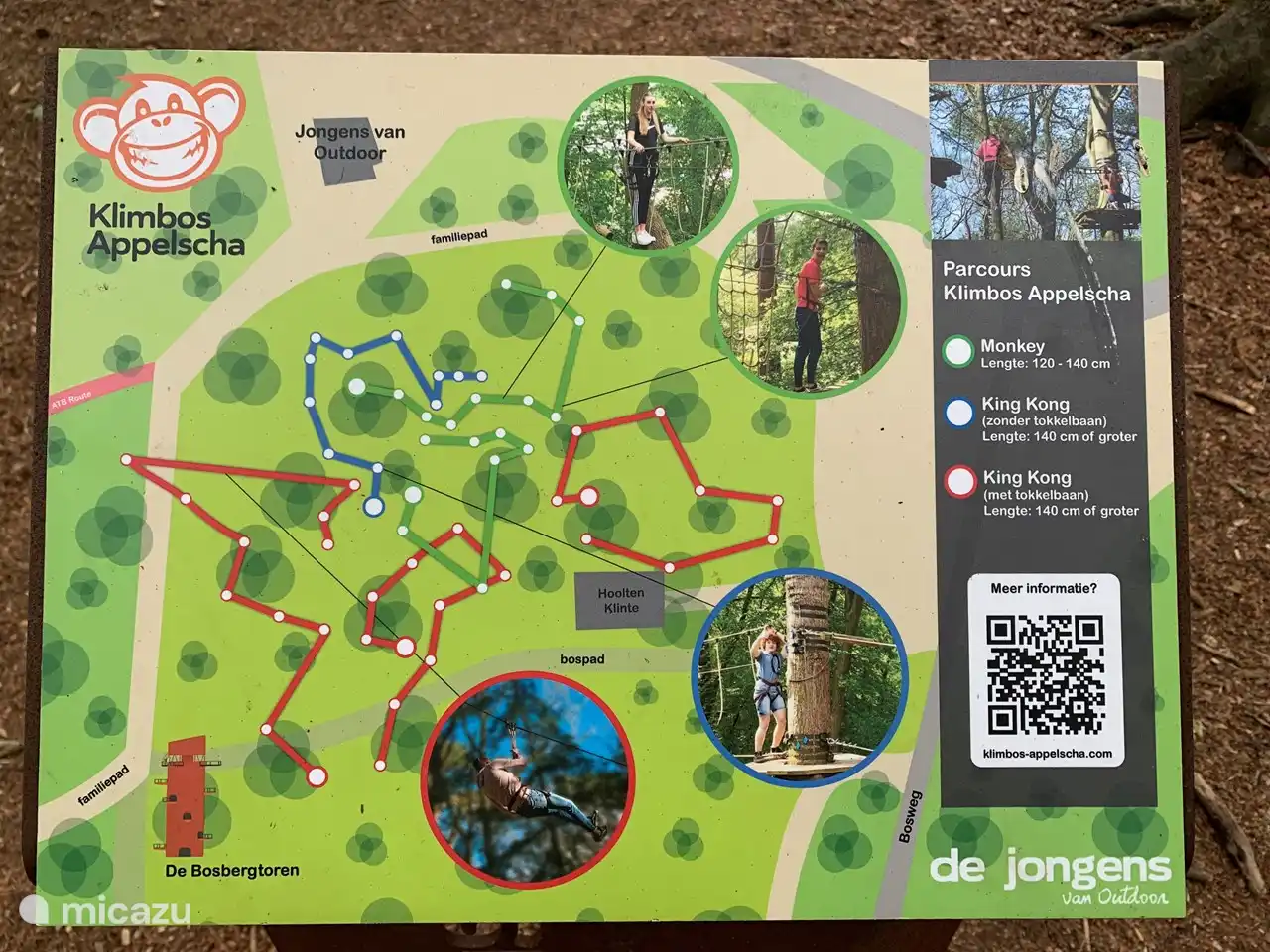 Der Kletterwald befindet sich ganz in der Nähe auf der Boerestreek in Appelscha.