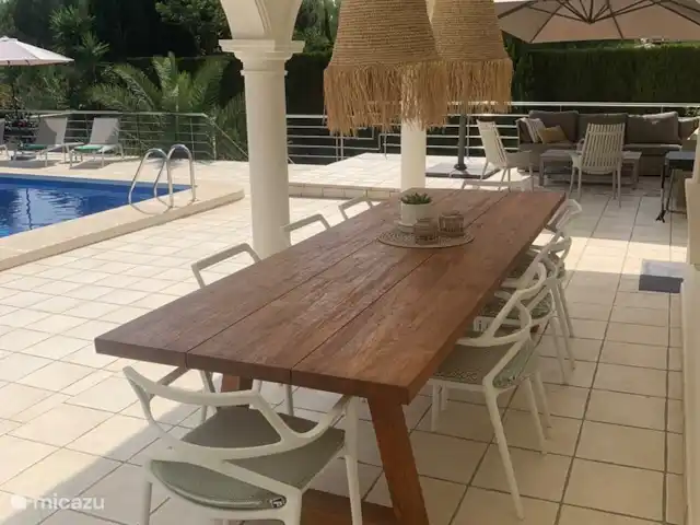 Casa La Palmera huren in Spanje, Costa Blanca, Jávea - villa Overdekt terras met grote eettafel en zonwering
