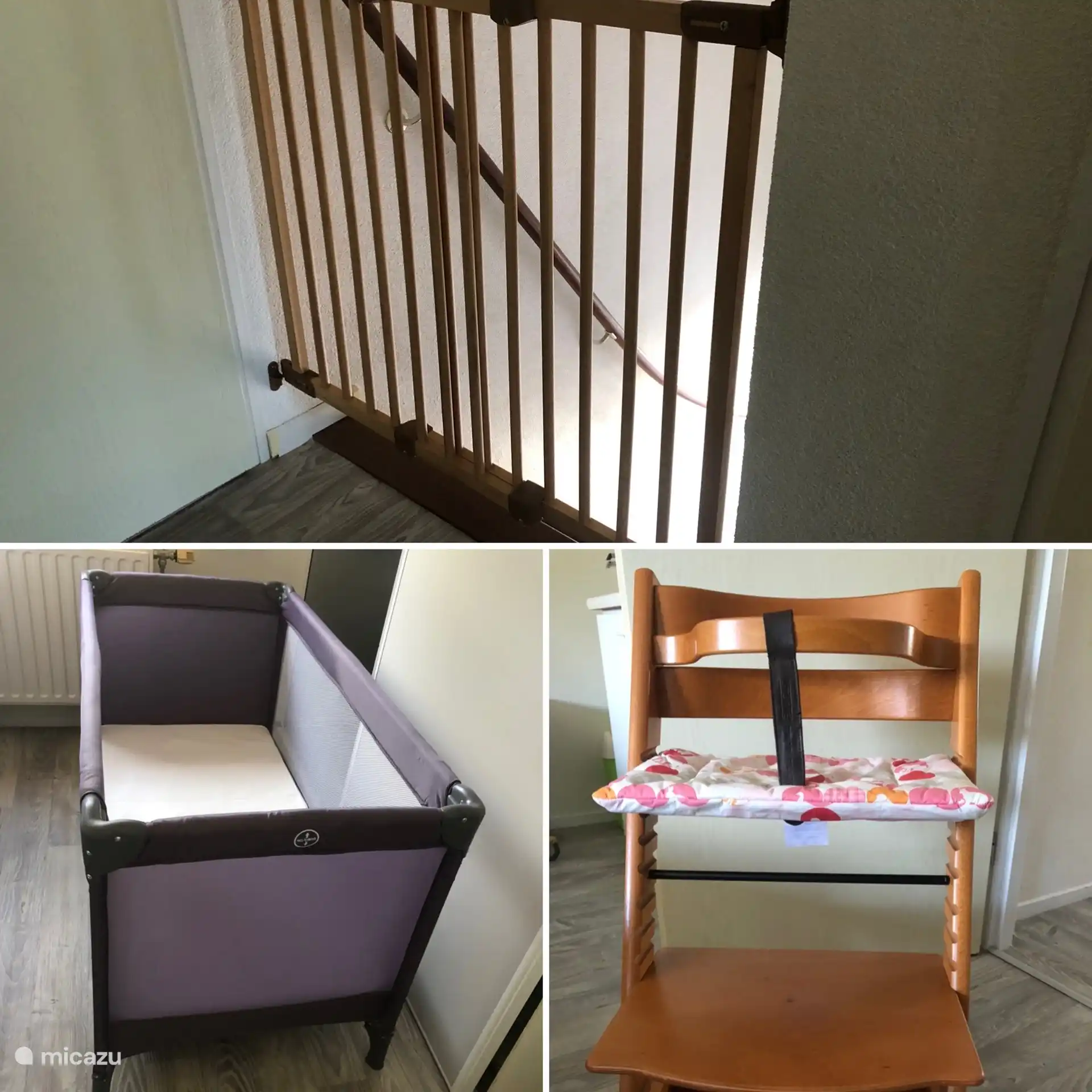 puerta de escalera, trona, cuna