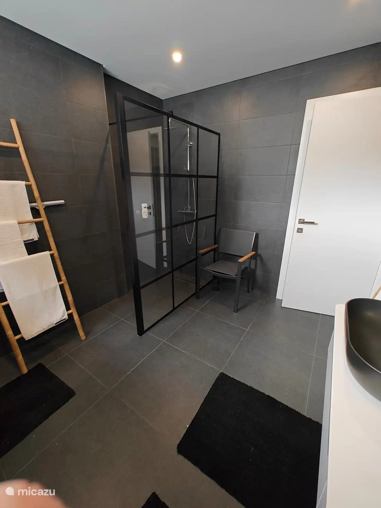 Badezimmer 3: große ebenerdige Dusche, auch für Behinderte zugänglich