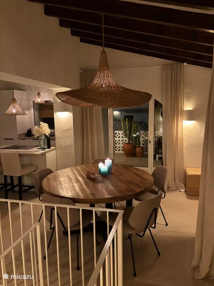 The dining table has room for 6 people