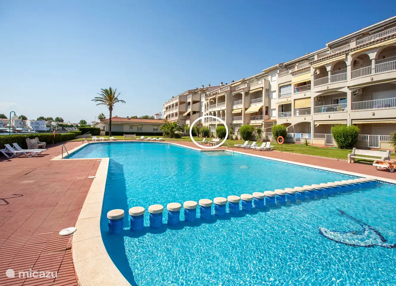 View of pool and apartment