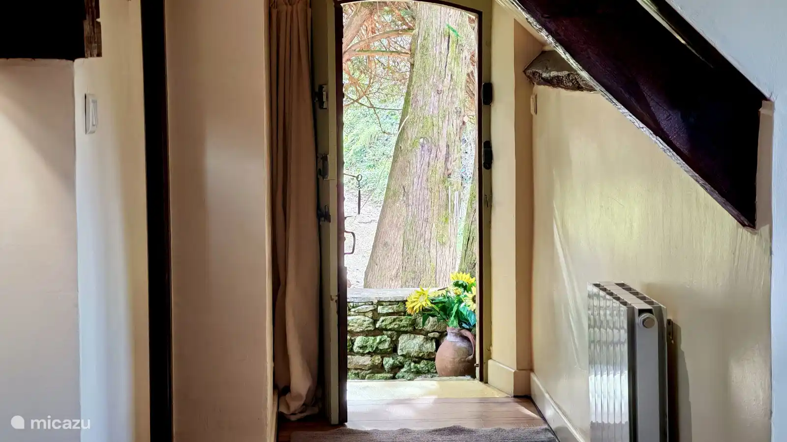 Ausgang der Ferienwohnung. Waldfläche