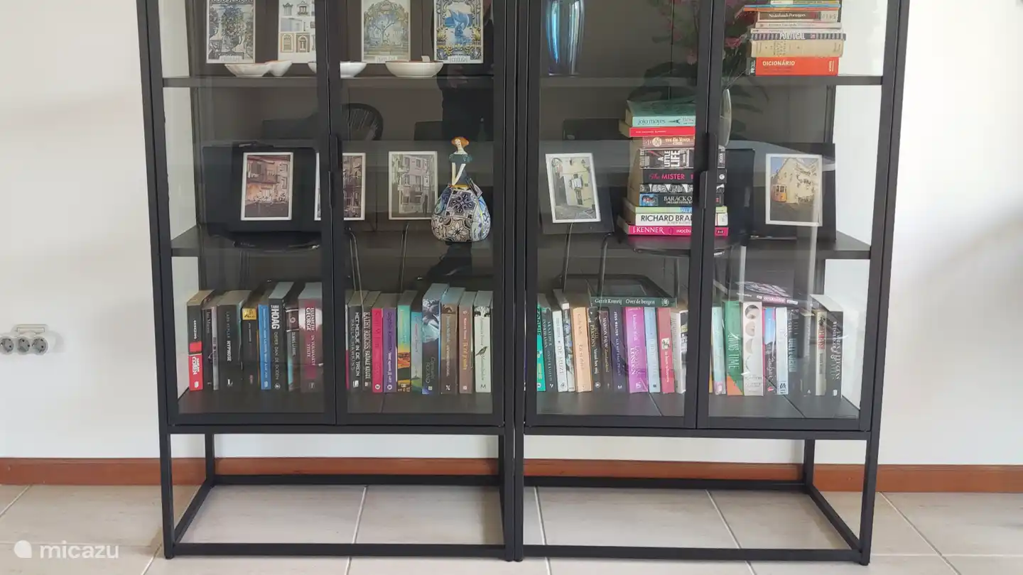 Gut sortierter Bücherschrank mit aktuellen Büchern