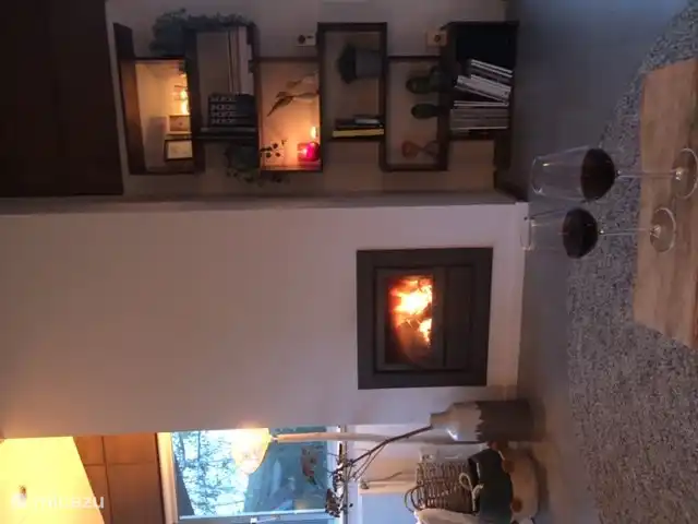 Cozy wine in front of the wood stove