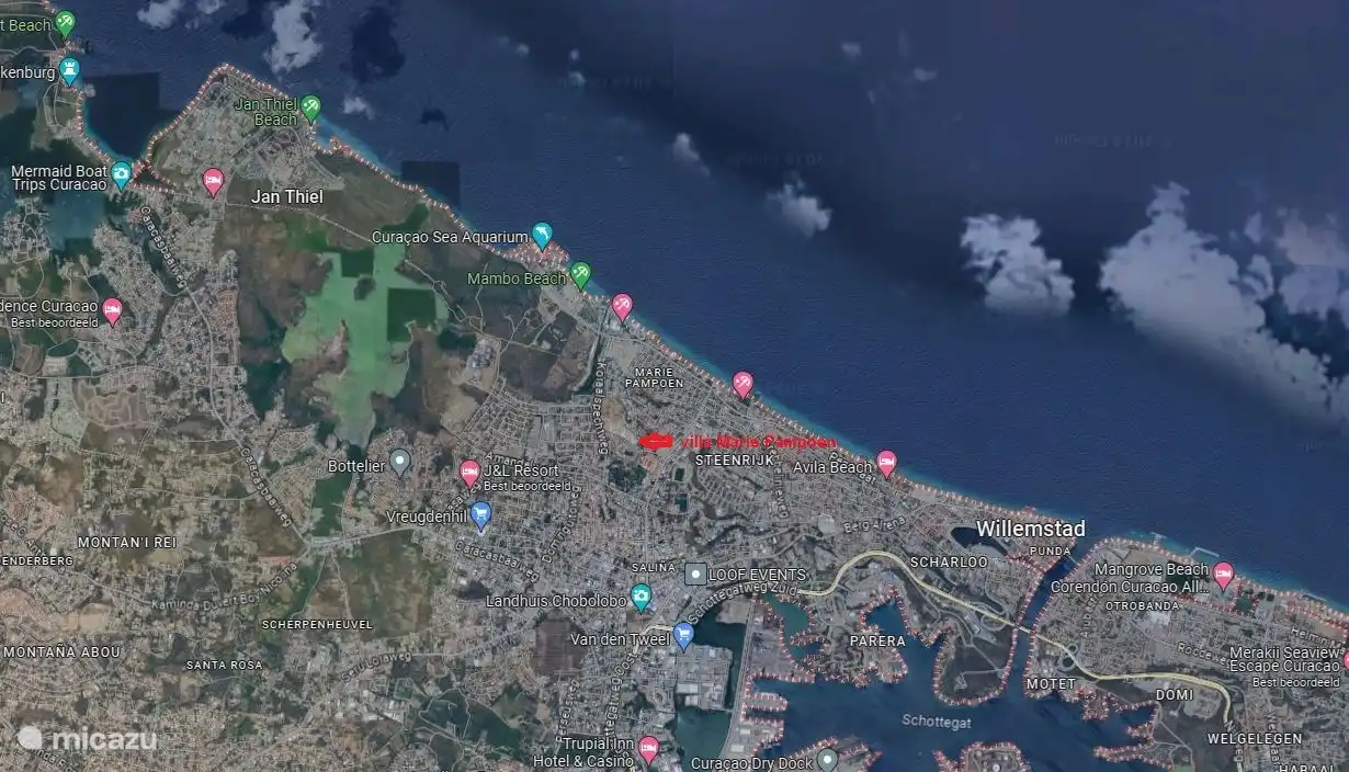 Map Curacao where the Villa is located
