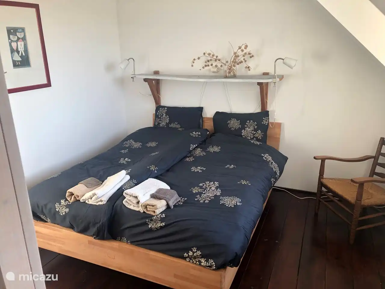 Made beds including bed and bath linen