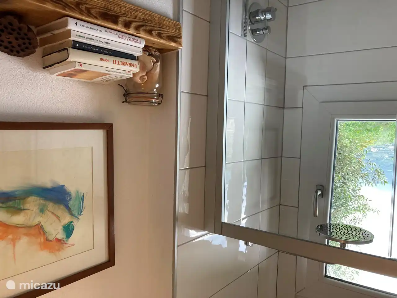 douche avec vue sur le jardin