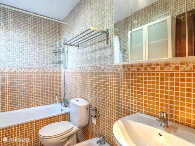 Location de Vacances Espagne, Andalousie, Sayalonga, villa - Villa Los Naranjos, vue sur la piscine et la mer salle de bain 1
