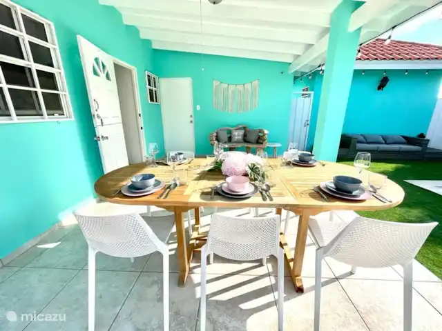 Casa Sunshine Aruba | Aruba, Oranjestad, Oranjestad - maison de vacances Table à manger extensible avec chaises pour 8 personnes