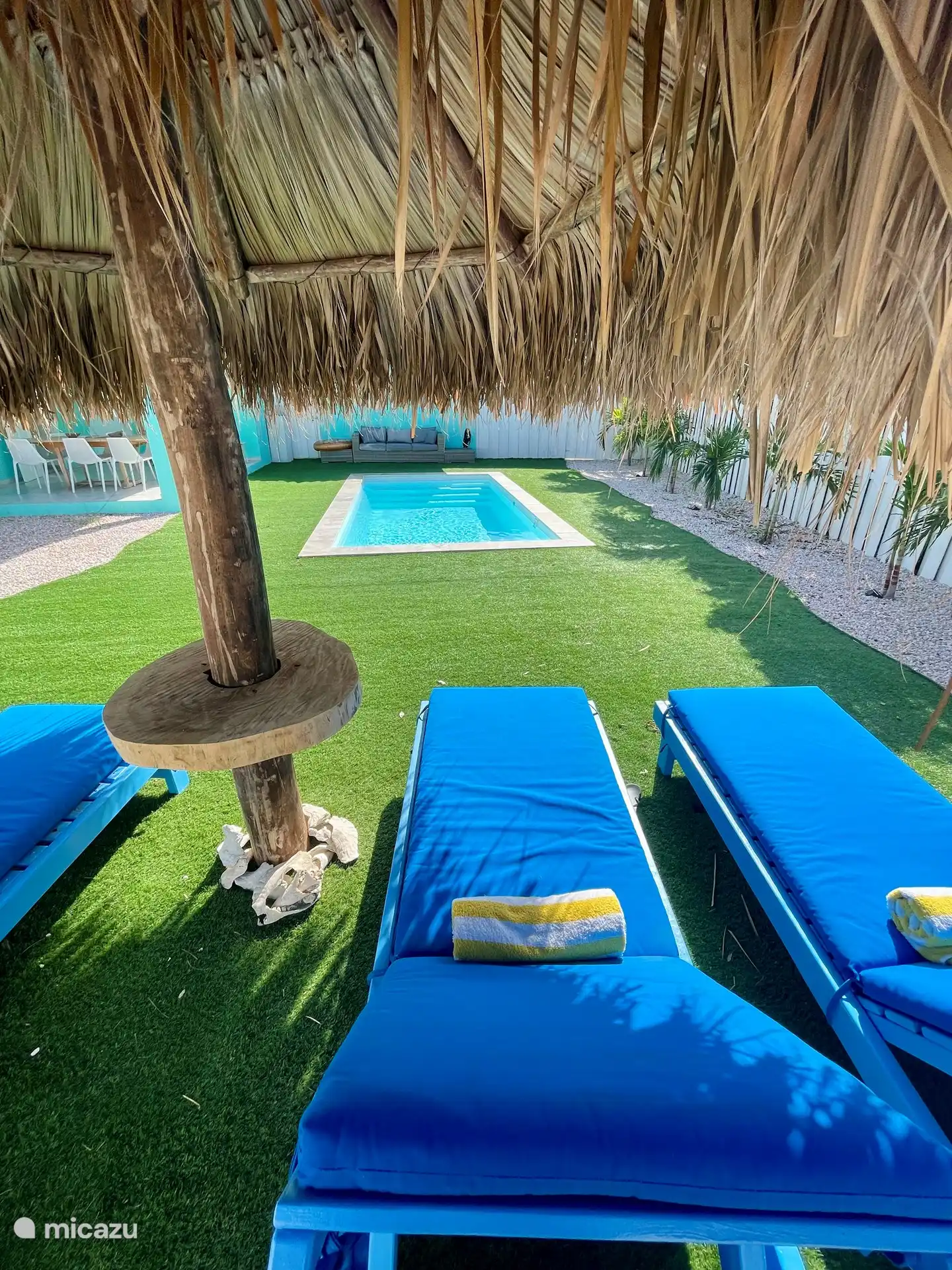 Uitzicht vanaf de ligbedden