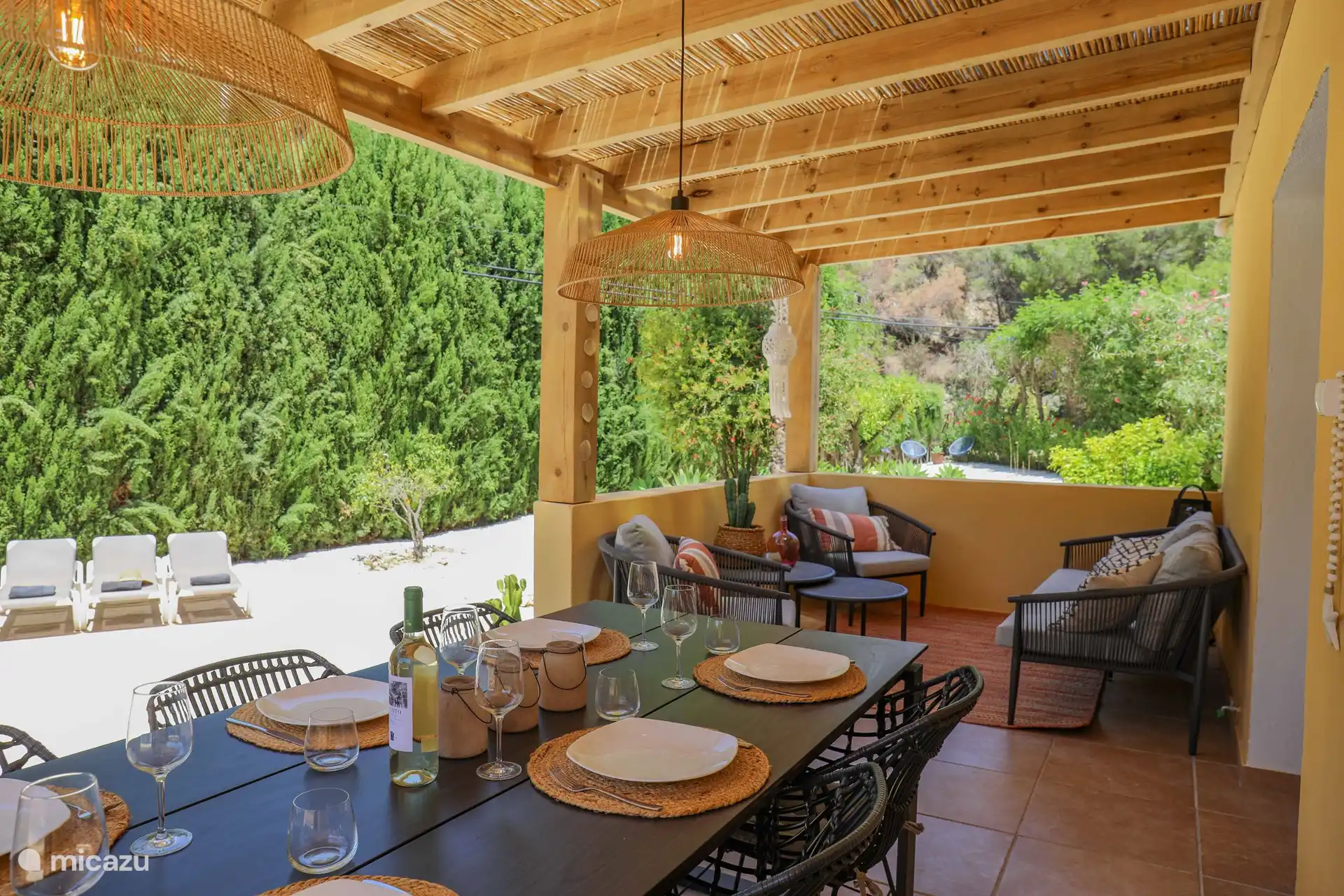 Cozy lounge outside and dining table