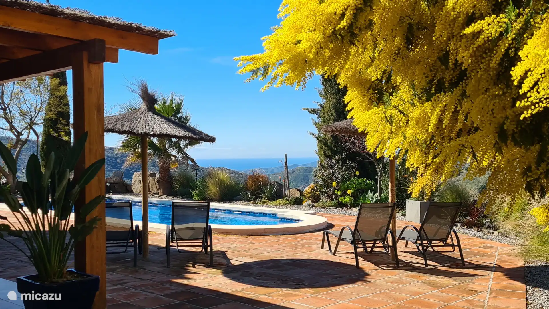 Garten mit beheiztem Pool mit Meerblick