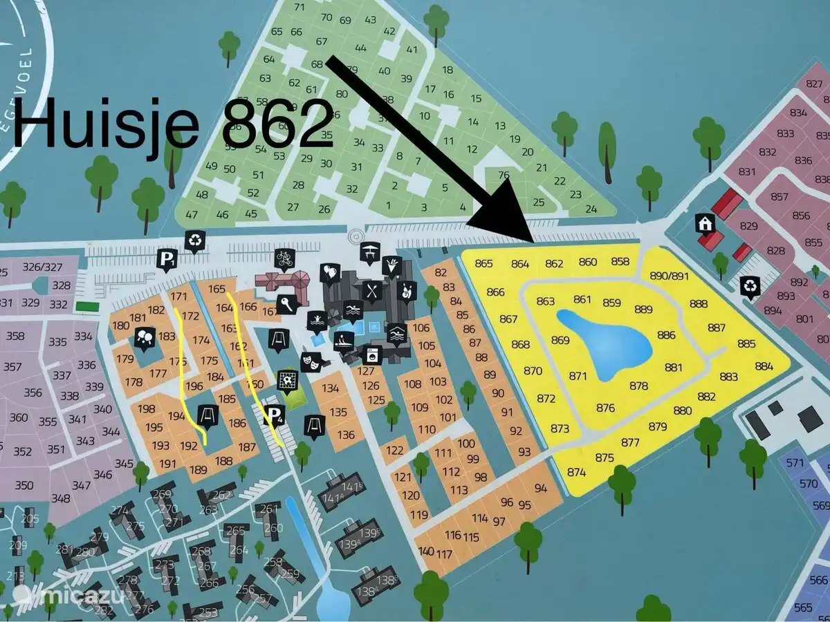 plattegrond park met plek huisje