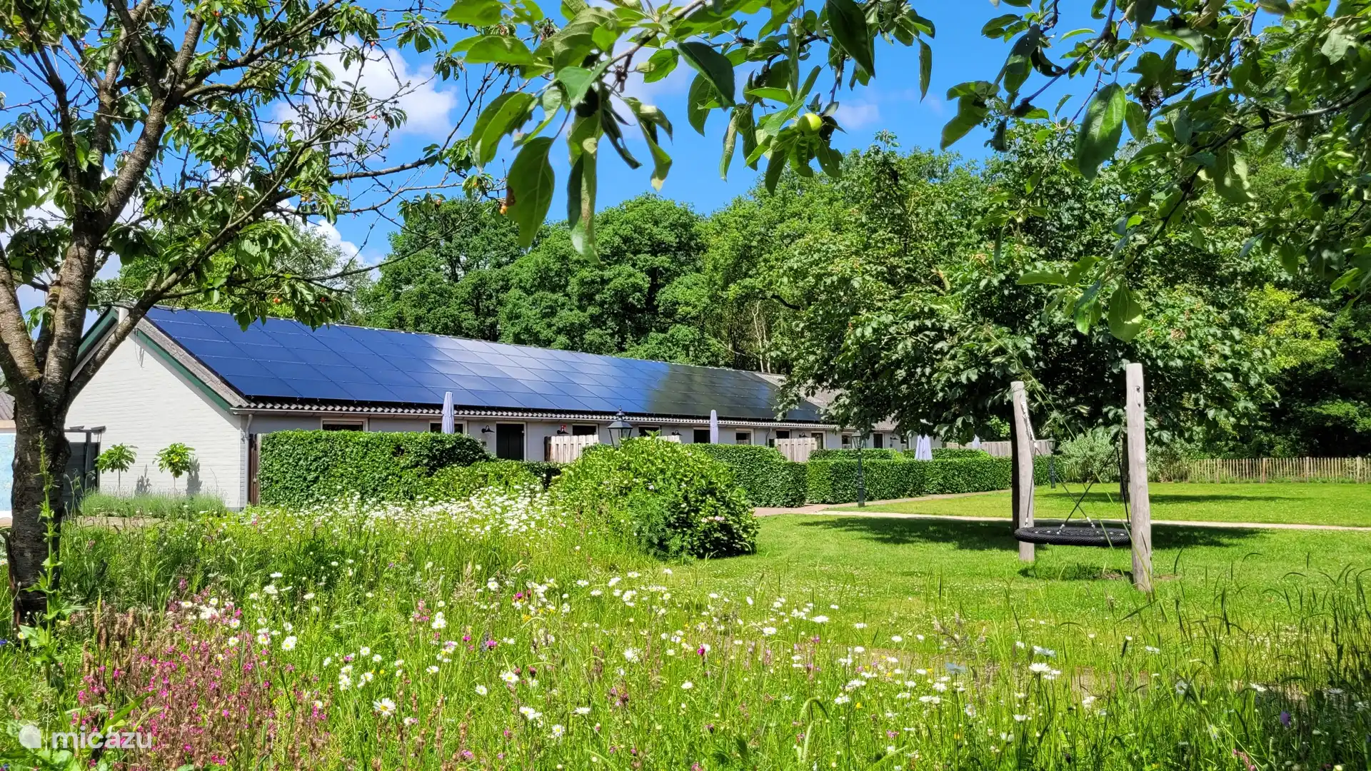 Vakantiehuis met speelveld voor de deur