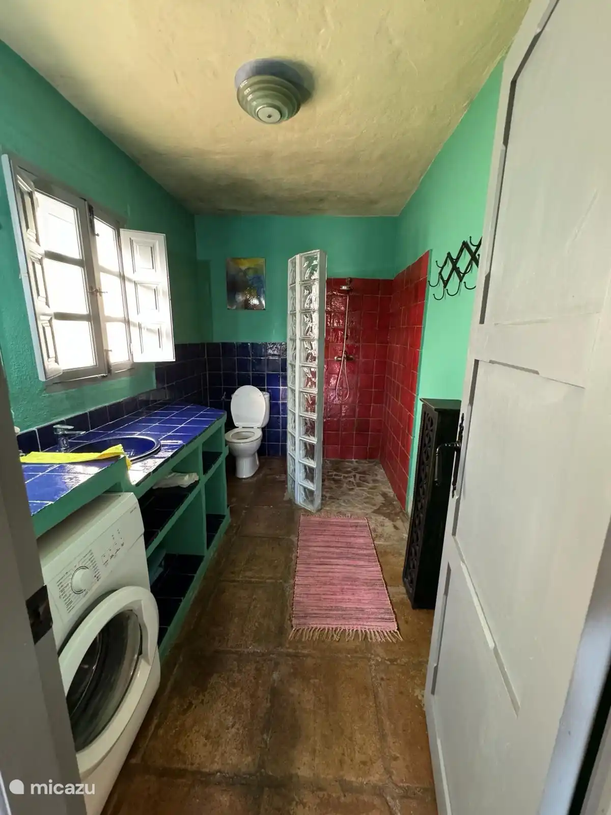 Salle de bain au rez-de-chaussée avec machine à laver