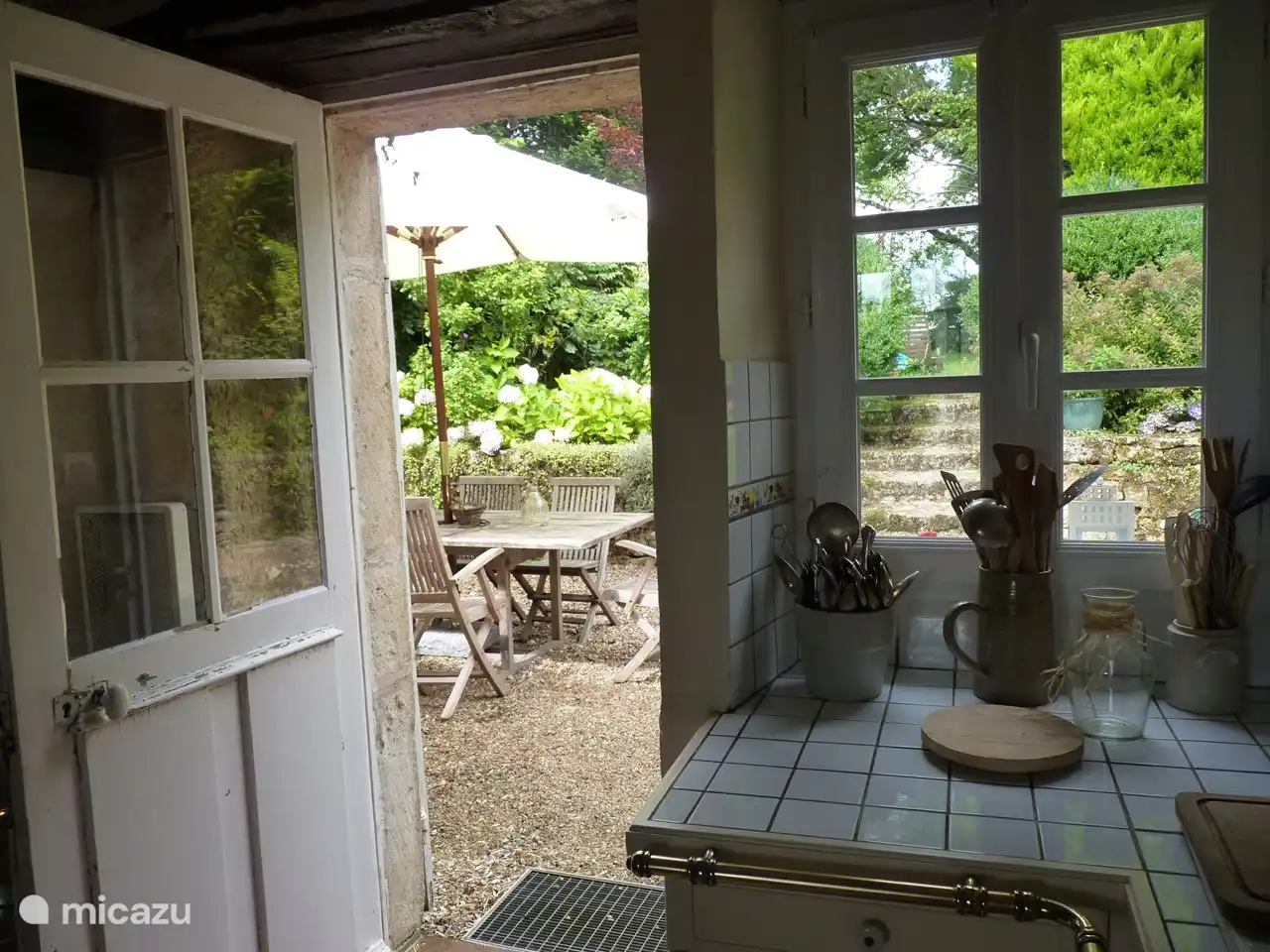 view to the garden from the kitchen
