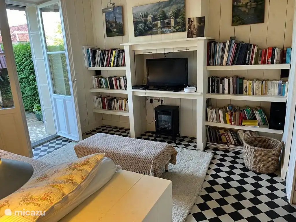 the library with a single bed