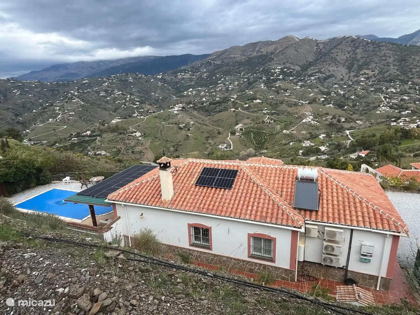 The house is equipped with a solar boiler and solar panels