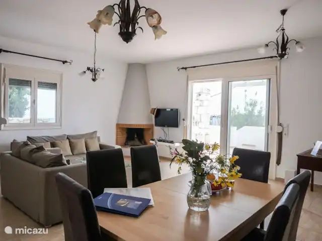 Villa Afroditi | Grèce, Crète, Agia Triada - villa Salon avec cheminée