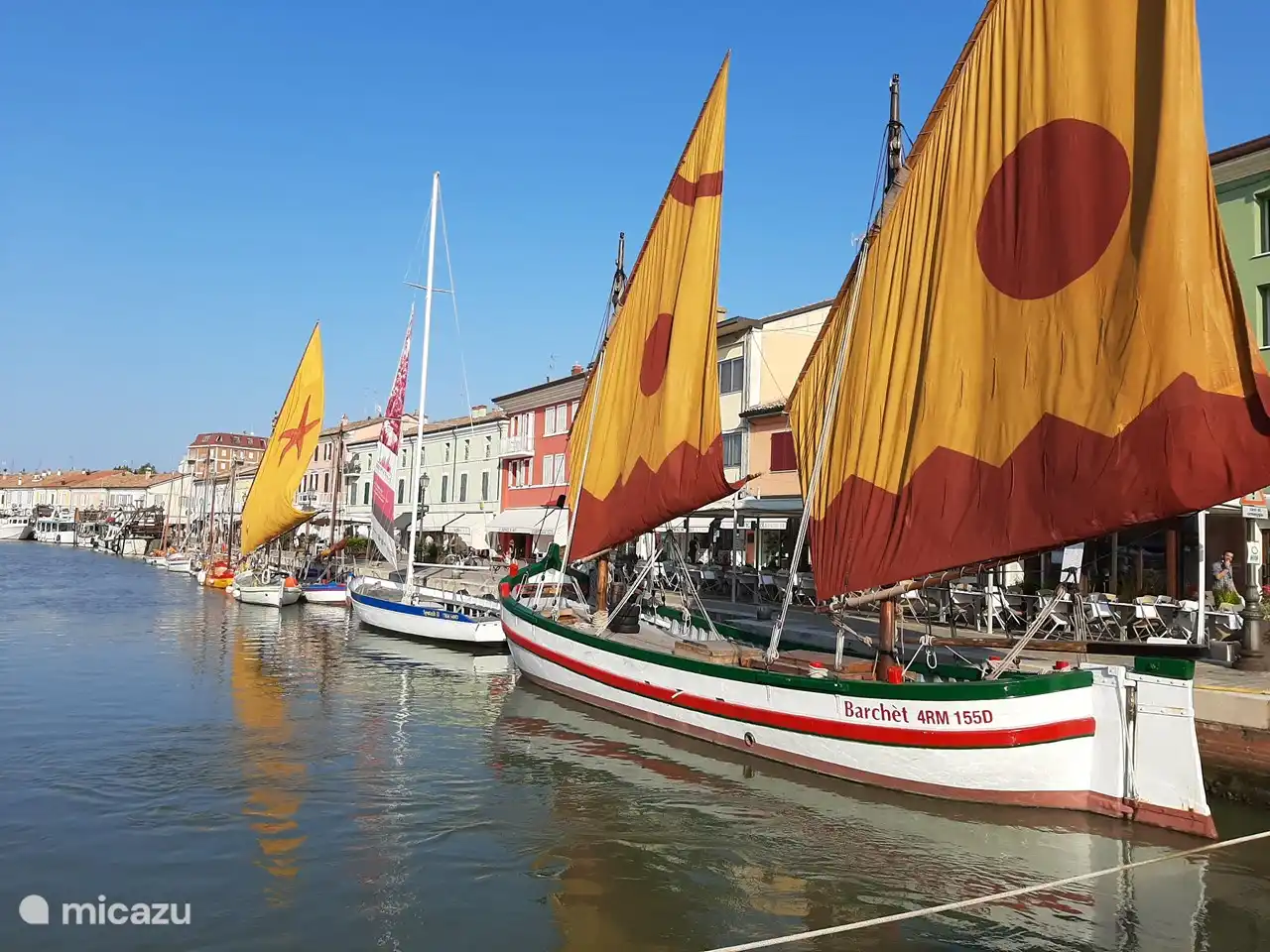 This is a picture of the port of Cesenatico, designed by Leonardo Da Vinci, here you will find delicious fish restaurants, but there are also restaurants for those who are not fond of fish. there are of course nice shops, and tasty ice cream parlors, it is also nice to stroll here in the evening