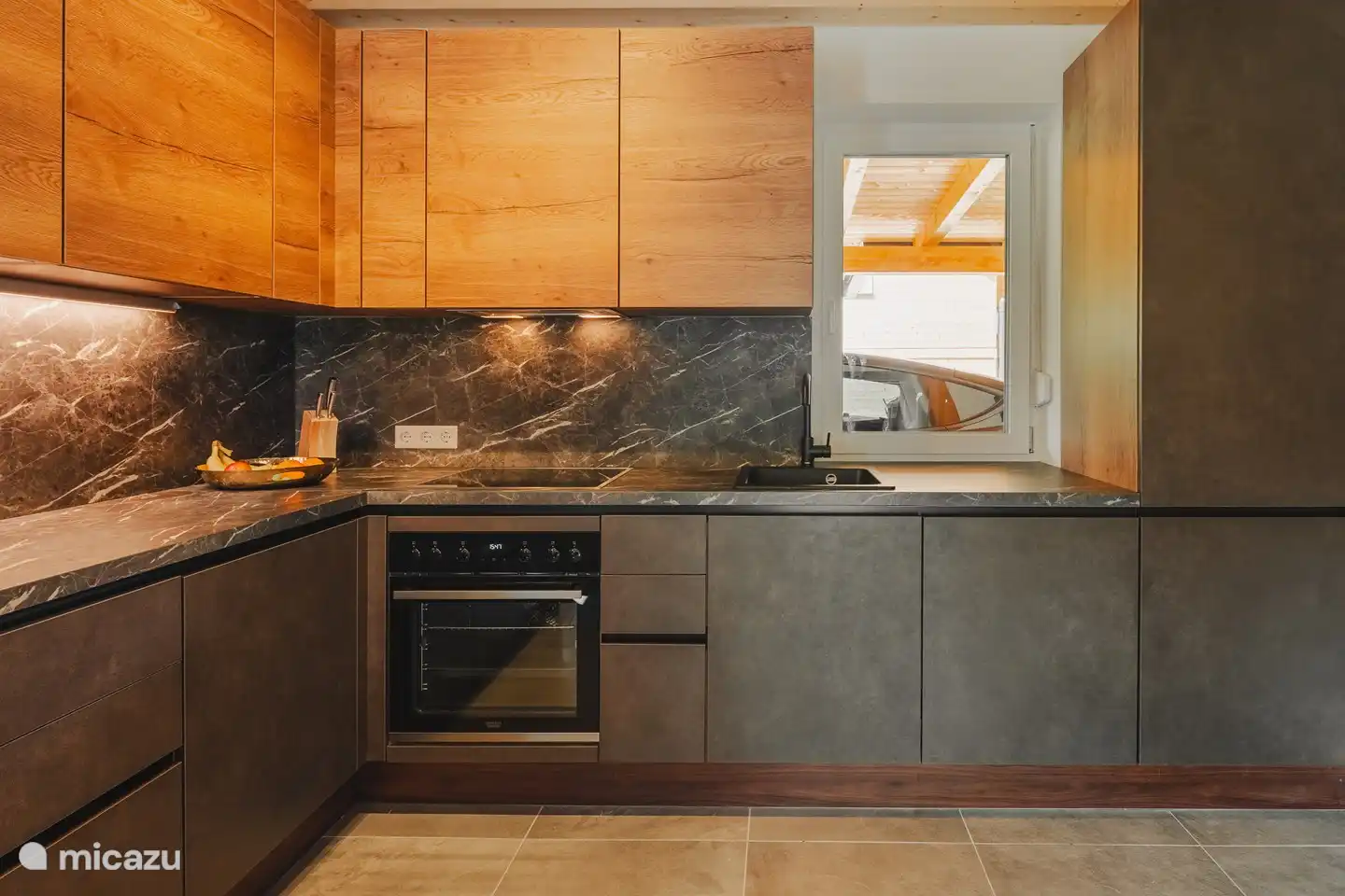 fully equipped open kitchen.