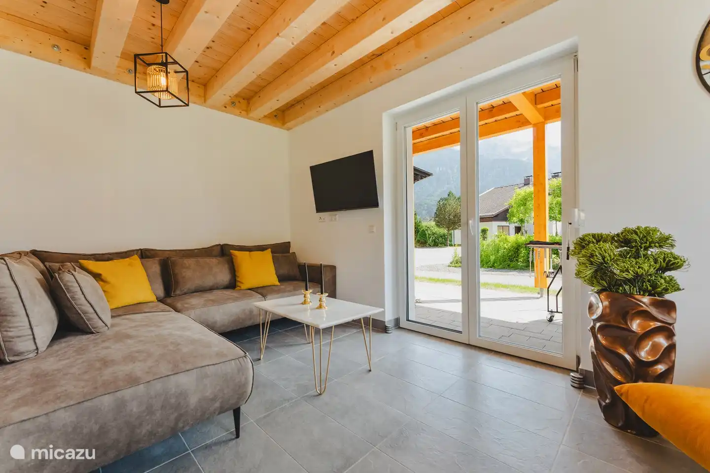 view of the Italian mountains from the living room.