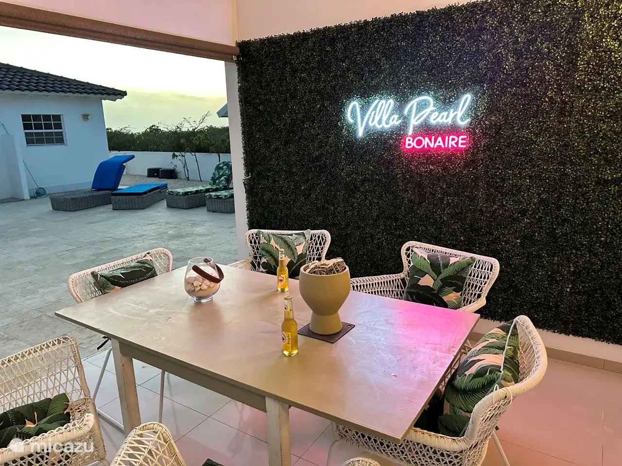 Relax on the patio with a beer after a day of diving. 