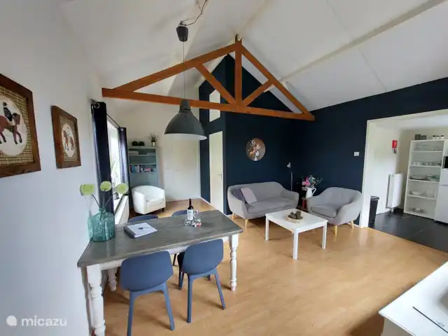 Cabaña con Jacuzzi No. 18 en Países Bajos, Güeldres, Putten - casa vacacional Amplia sala de estar con televisión grande.