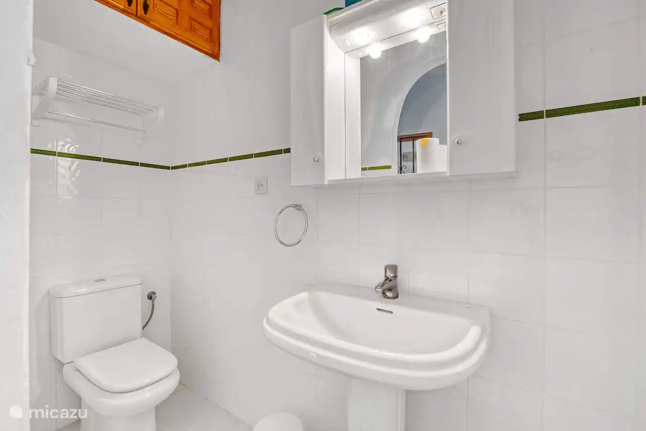 Badezimmer 2: Dusche, Waschbecken und WC