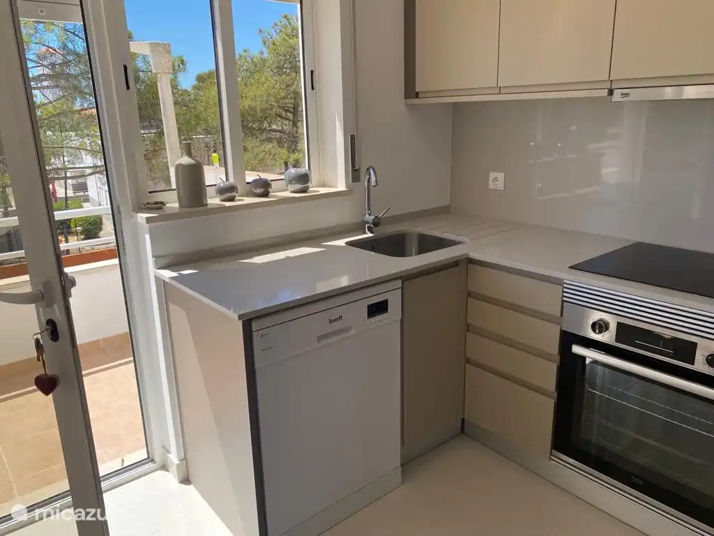 vista lateral cocina con puerta a terraza