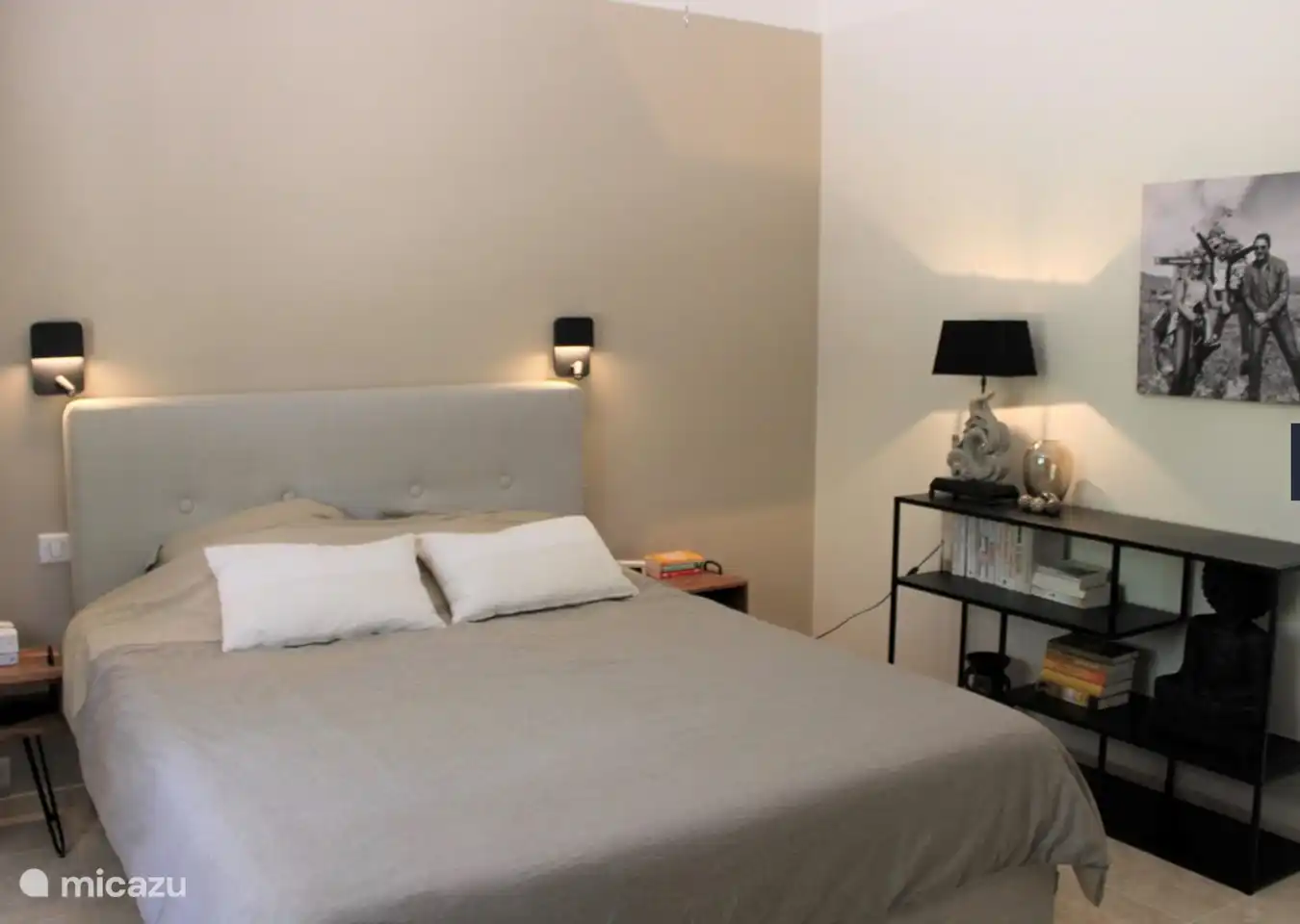 bedroom with box spring bed