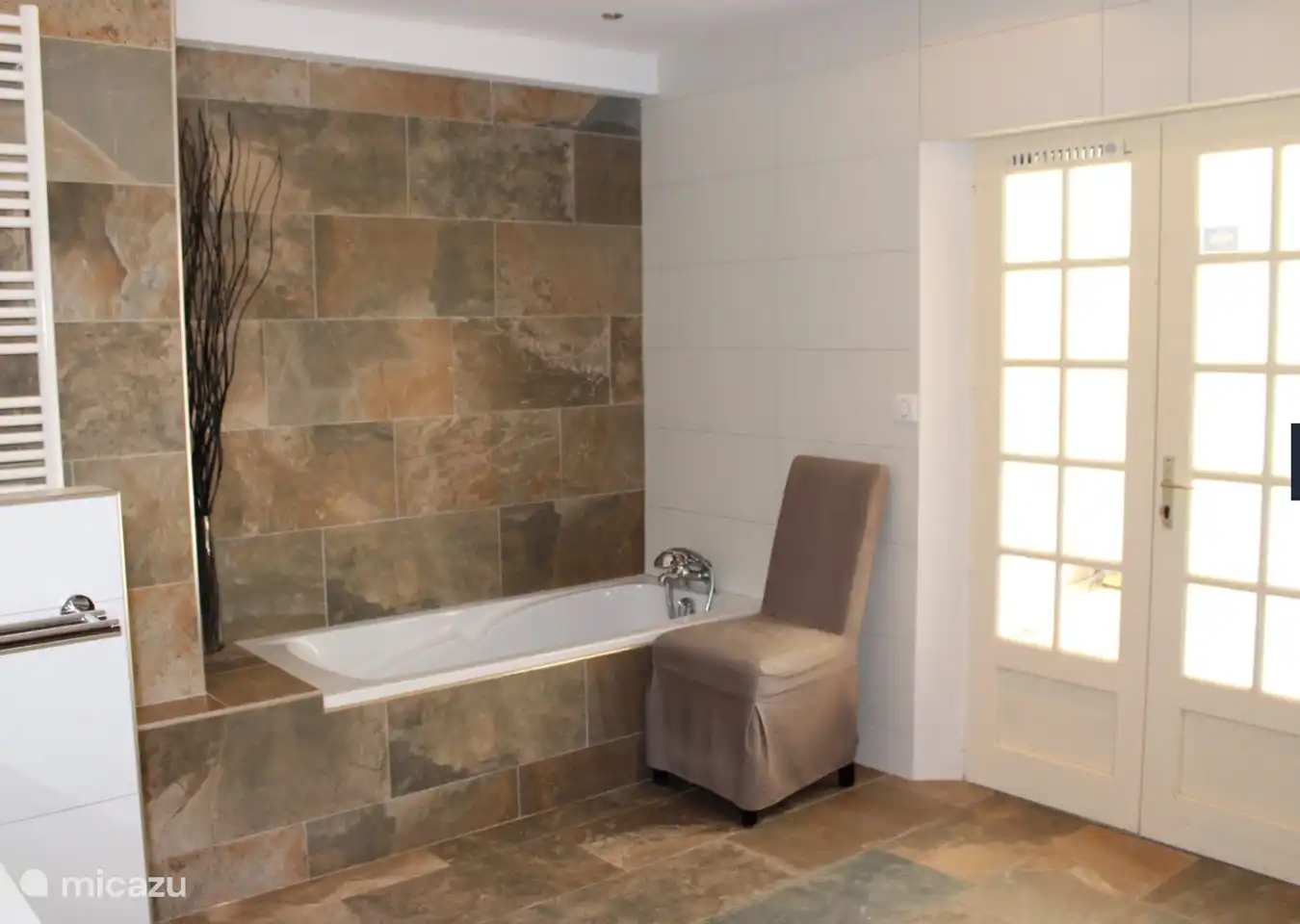 spacious downstairs bathroom with bath and walk-in shower