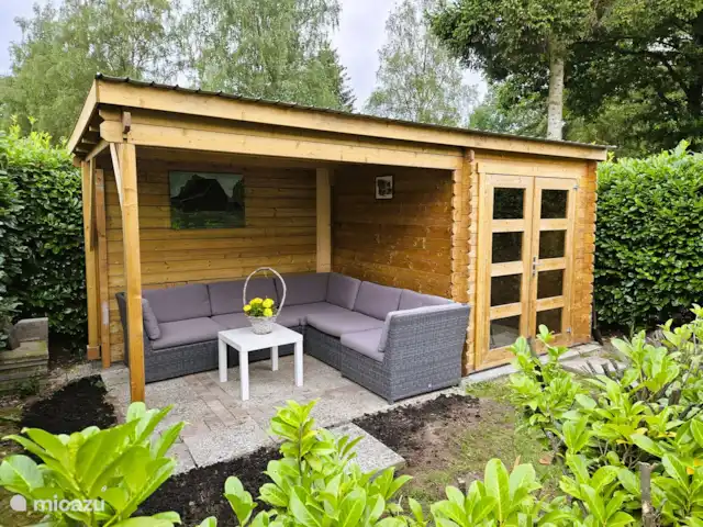Veluwe sentirse bien en Países Bajos, Güeldres, Wissel - chalet Cobertizo con segunda terraza.