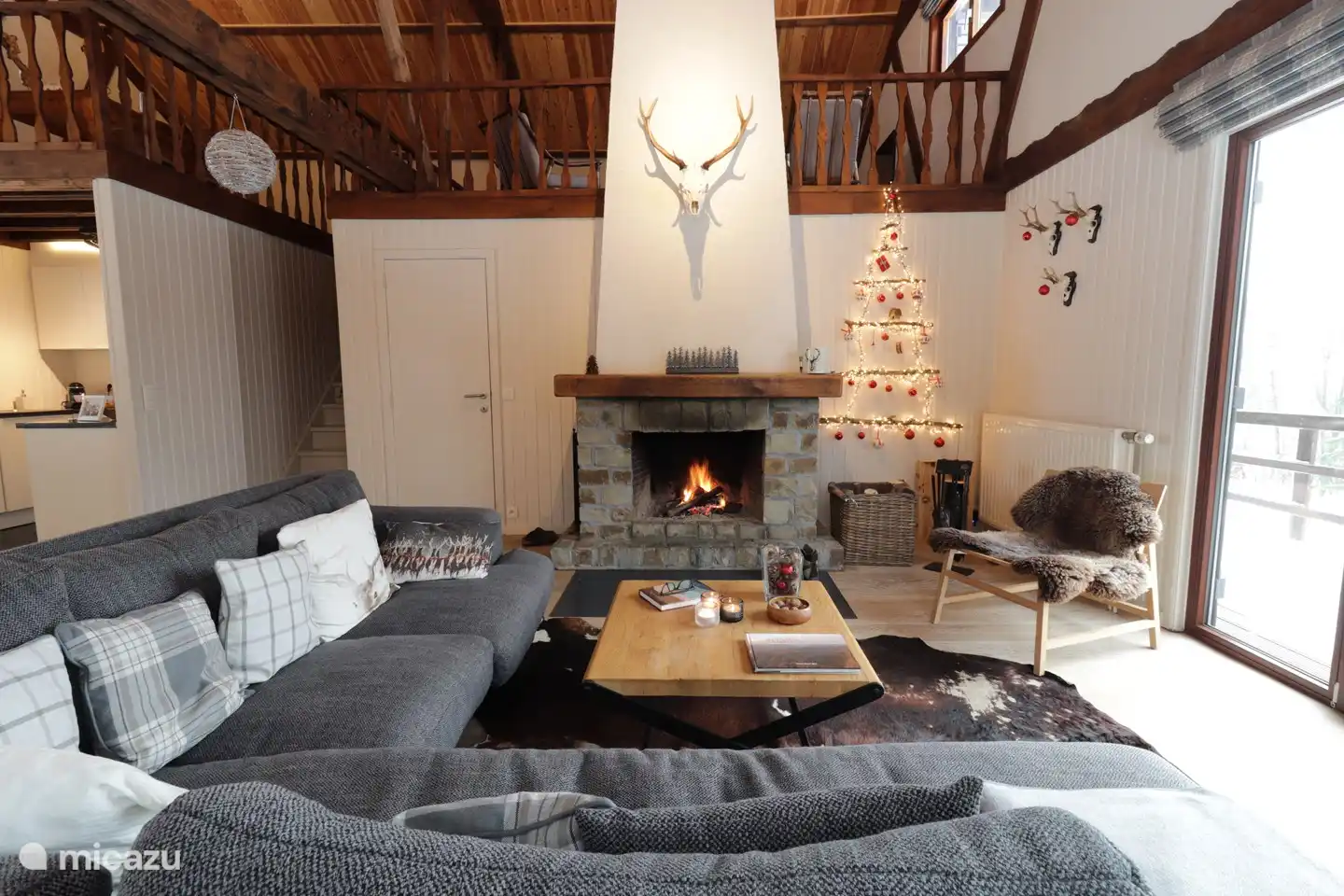 Living room with cozy fireplace