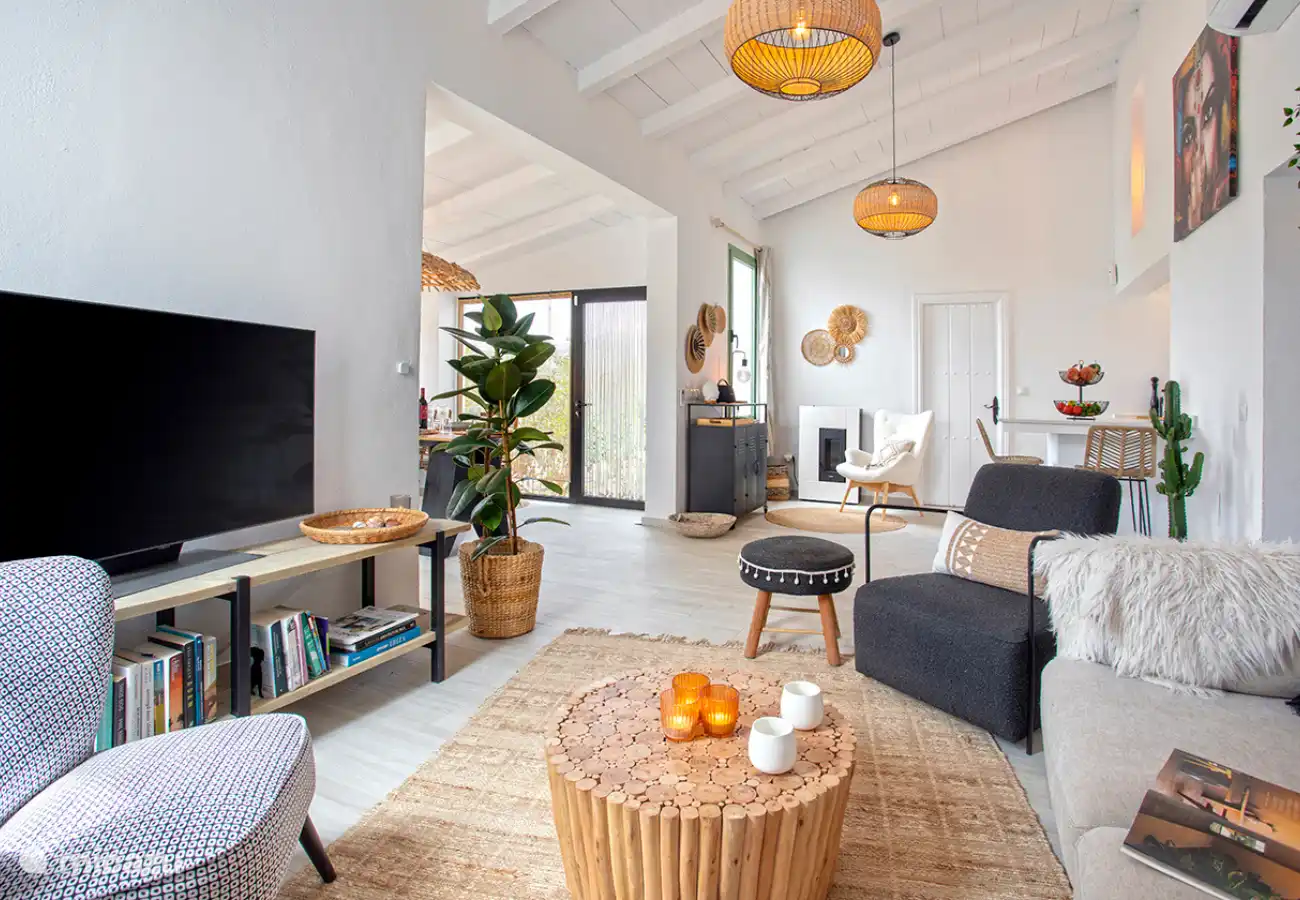 Le séjour avec coin salon et télévision