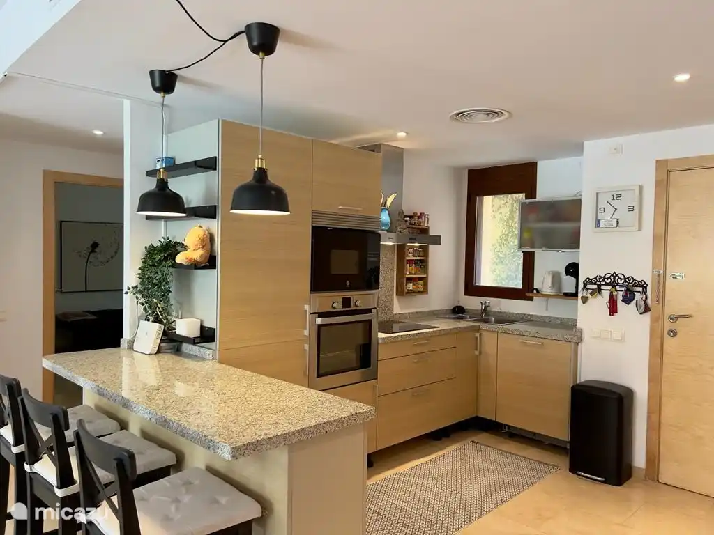 Keuken met koelkast, vaatwasser, oven, microgolf, etc