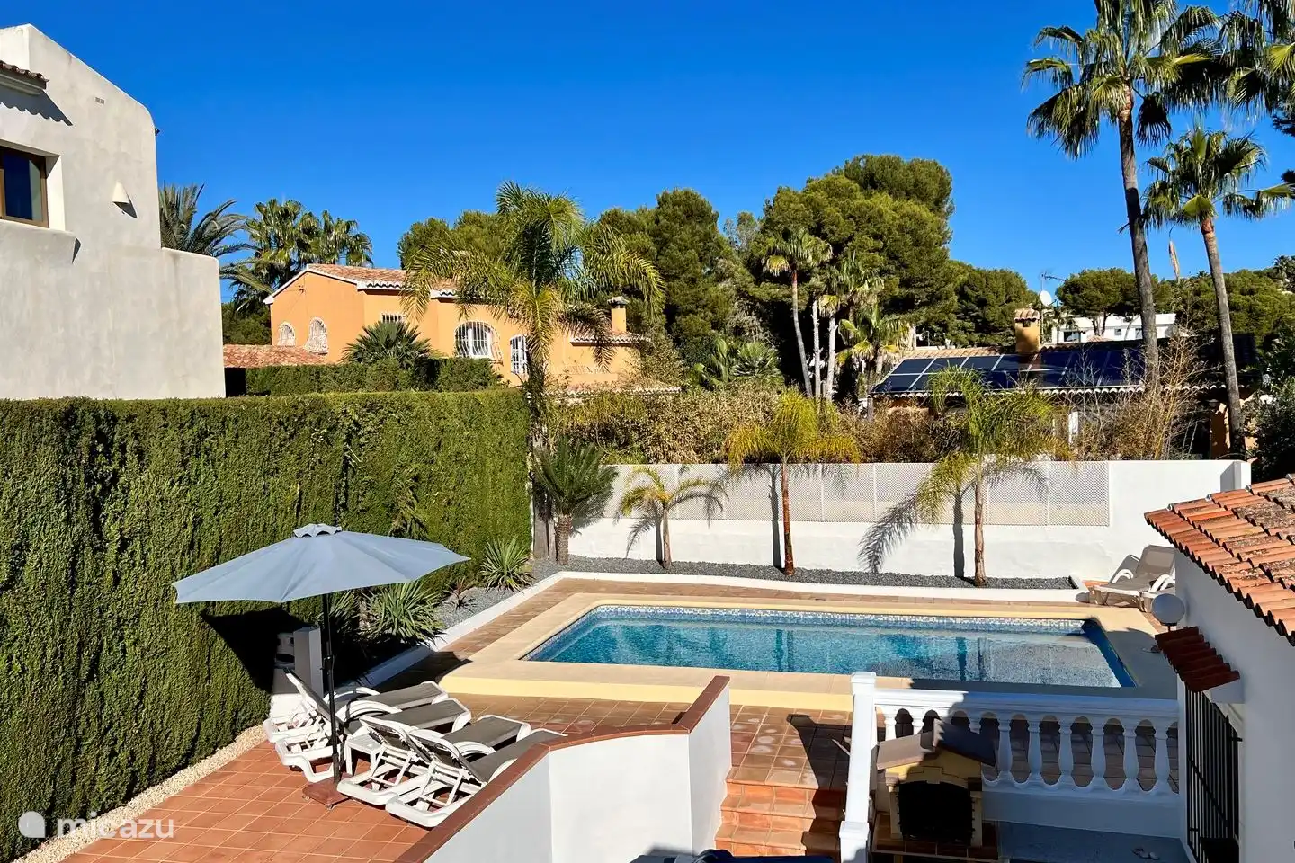 The spacious garden of Villa Lara has a beautiful private swimming pool in the garden