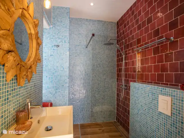Appartement coloré à Otrabanda | Curaçao, Curaçao-Centre, Willemstad - maison de ville Salle de bain avec douche et toilette