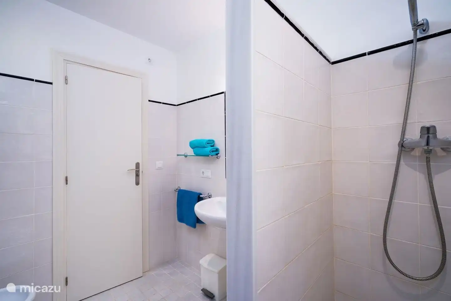 Das En-Suite-Badezimmer des Hauptschlafzimmers verfügt über eine ebenerdige Dusche, ein Waschbecken und eine Toilette