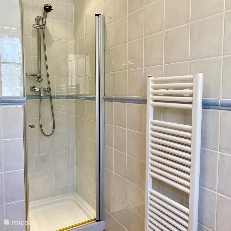 Das Badezimmer des zweiten Schlafzimmers verfügt über eine Dusche, ein Waschbecken und eine Toilette