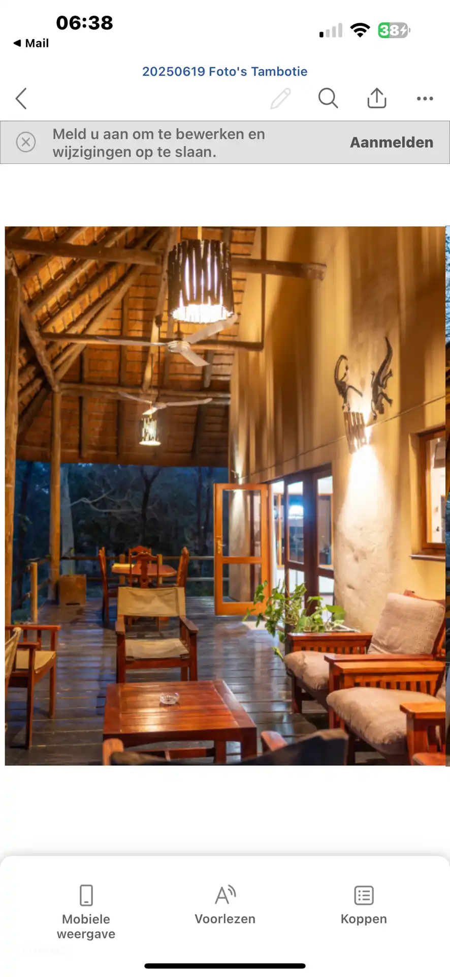 Veranda Tambotie por la noche